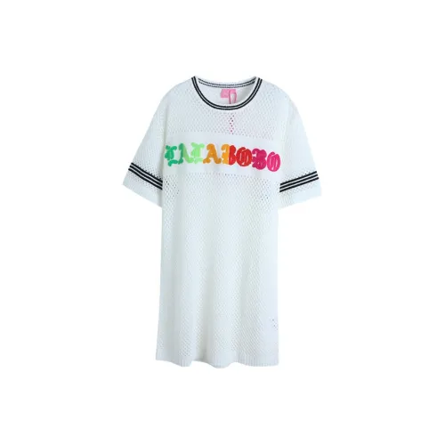 LALABOBO Короткое платье с короткими рукавами женское цвет экрю