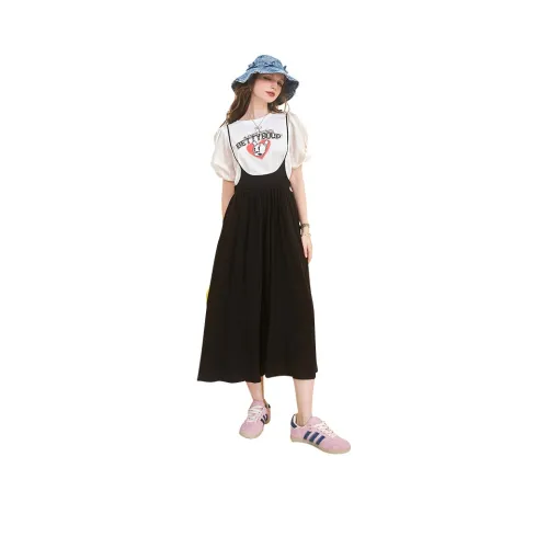 ELF SACK Короткий рукав Платье Женское Элегантное Белое