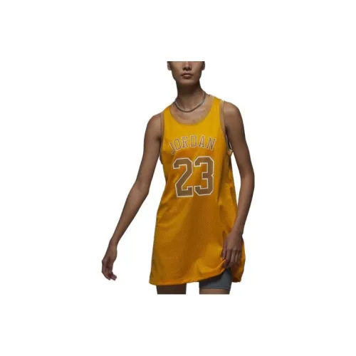 Джордан Без рукавов Платье Женское Желтое