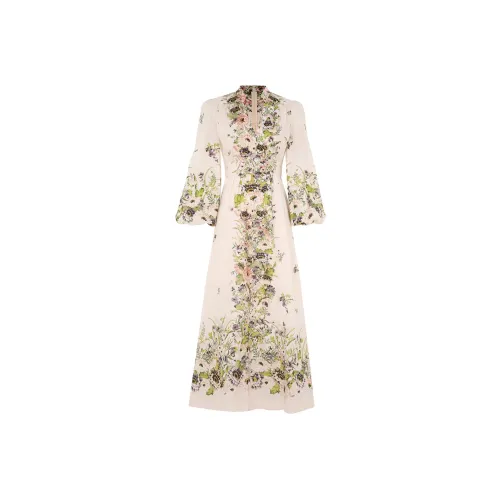 Zimmermann SS24 Длинное Платье с Длинными Рукавами Женское Кремовое