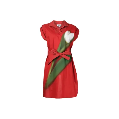 KENZO Red Женские Короткие Платья с Рукавами