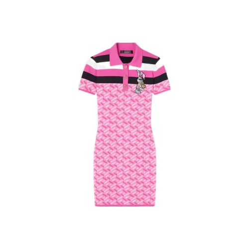 VERSACE SS24 CNY Розовый Женские Короткие Платья с Рукавами