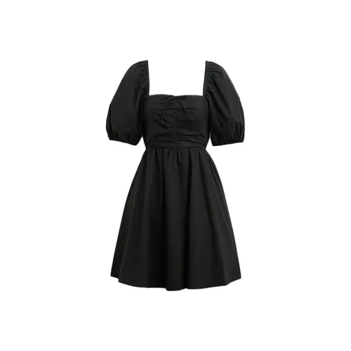 COACH SS24 Короткое платье с короткими рукавами женское черное