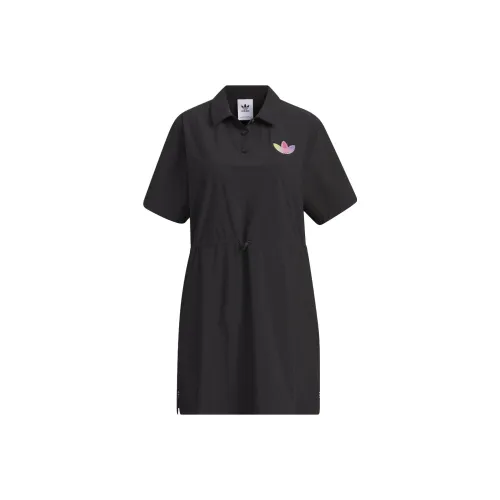 Adidas Originals Короткий рукав Платье Женское Черное