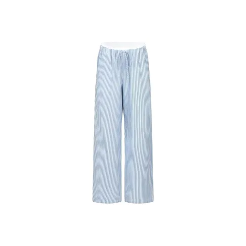URBAN REVIVO Средне-голубой Полосы Relaxed Fit Женские Повседневные Брюки