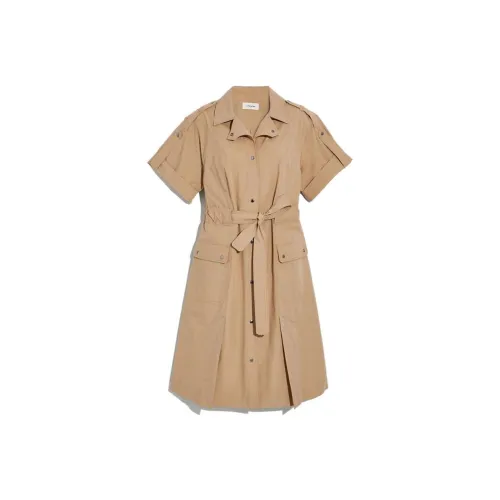 COACH Короткий рукав платье женское хаки
