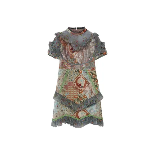 LULUALWAYS Розовое Женское Короткое Платье с Рукавами