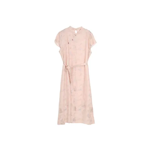 SETIROM Розовые Женские Платья с Коротким Рукавом