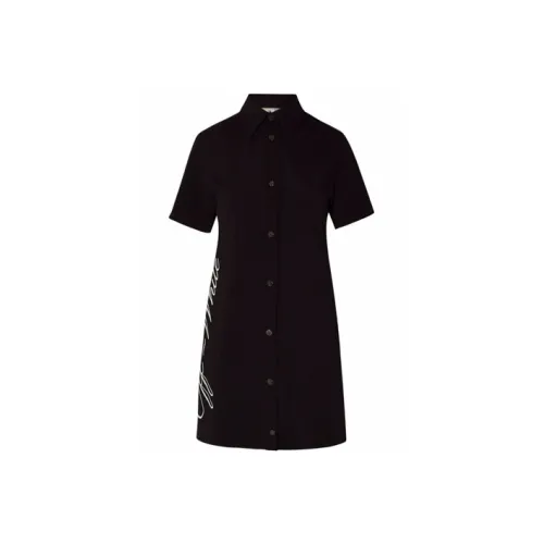 Off Белый SS21 Черный Женские Короткие Платья с Рукавами