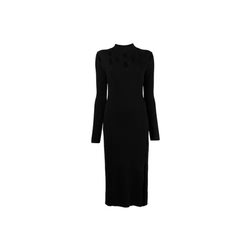 DION LEE Черное Женское Длинное Платье с Рукавами