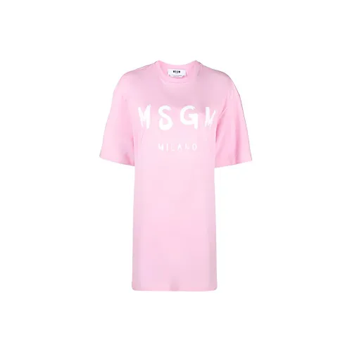 MSGM Розовые Женские Короткие Платья с Рукавами