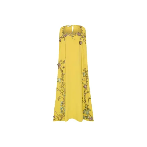 Oscar De La Renta SS24 Короткое платье с короткими рукавами женское желтое