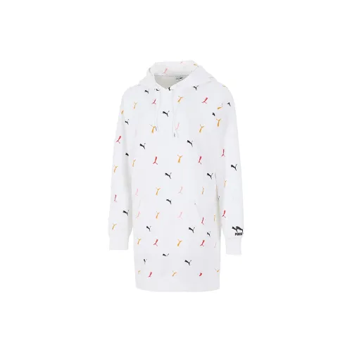 PUMA Белое Женское Длинное Платье с Рукавами