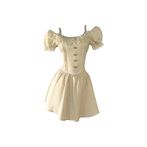 JOSR Короткий рукав Платье Женское Желтое