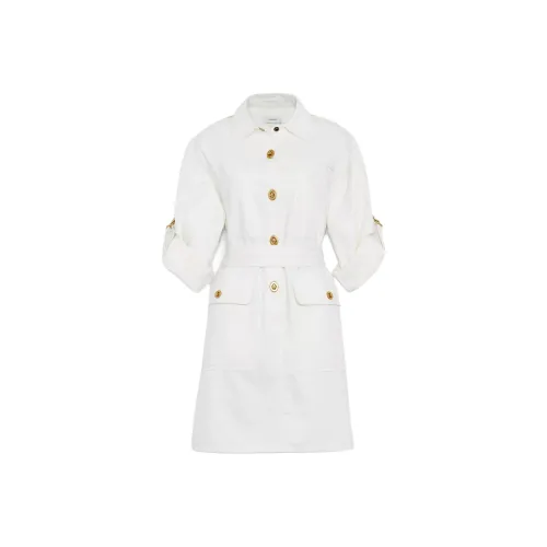 COACH Белое Женское Короткое Платье с Рукавами
