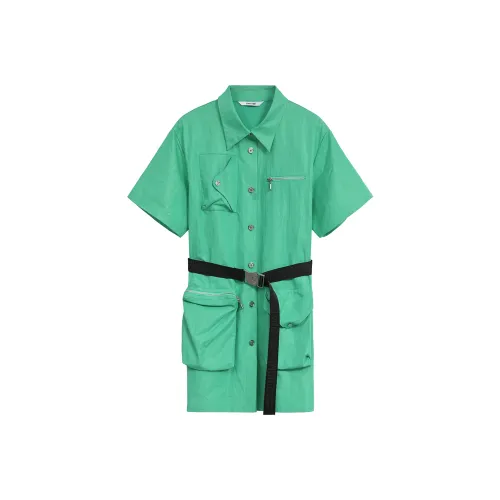 ZINGME Green Женские Короткие Платья с Рукавами
