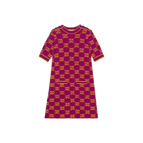 GUCCI SS23 Короткий рукав Платье Женское Фиолетовое