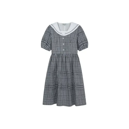 Teenie Weenie Женские Платья с Коротким Рукавом и Цветовым Блокированием