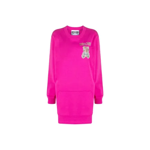 MOSCHINO Длинное платье с длинными рукавами женское фуксия