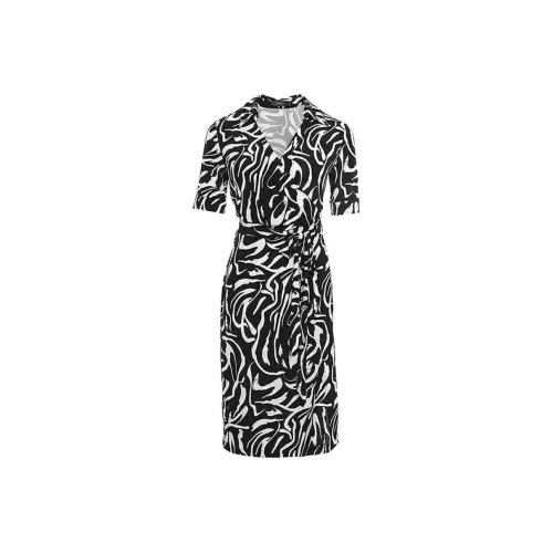 BESIONIA SS24 Короткое платье с короткими рукавами женское черно-белое