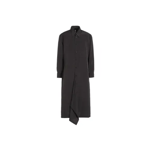 Yohji Yamamoto Черные Женские Длинные Платья с Длинными Рукавами
