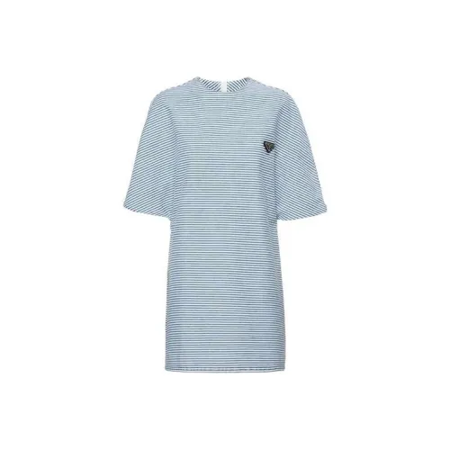 PRADA Джинсовый синий Женские Короткие Платья с Рукавами