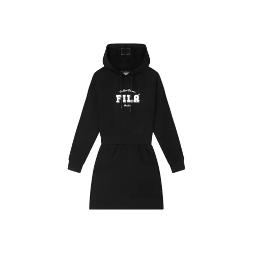 FILA Глубокий черный Женские Длинные Платья с рукавами