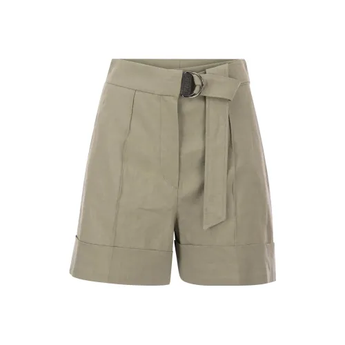 Brunello Cucinelli Серо-зеленые Женские Повседневные шорты
