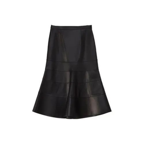 LOEWE Черные Женские Кожаные Длинные Юбки