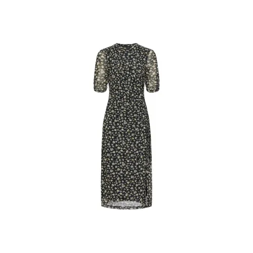 JZ. ANNAKRO Короткий рукав Платье Женское Цветочное Черное