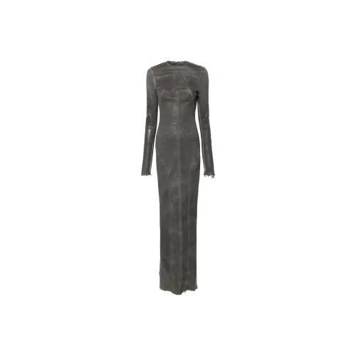 RICK OWENS Темно-серый Женские Длинные Платья с Рукавами