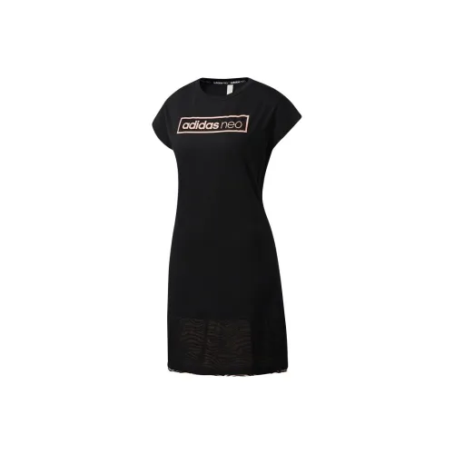 ADIDAS NEO Короткий рукав Платье Женское Черное