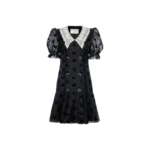 Yesby Yesir Black Женские Короткие Платья с Рукавами