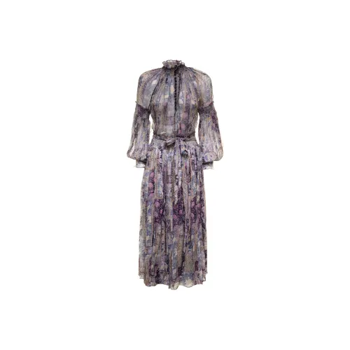 Zimmermann Фиолетовые Женские Длинные Платья с Рукавами
