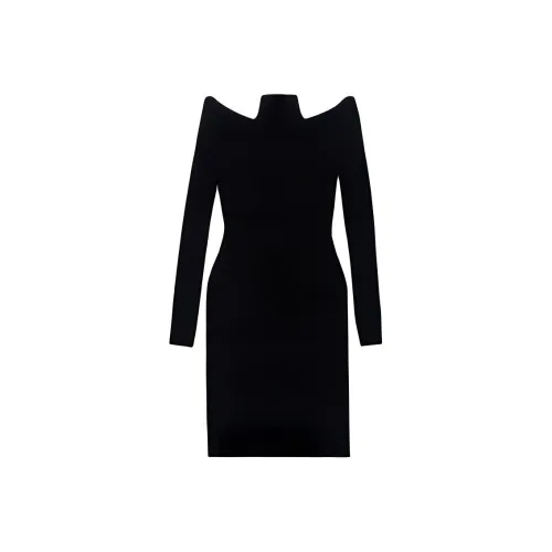 BALENCIAGA Черное Женское Длинное Платье с Рукавами