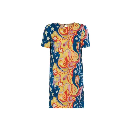 MARNI X NO VACANCY INN Co Бренд Синий Женские Короткие Платья с Рукавами