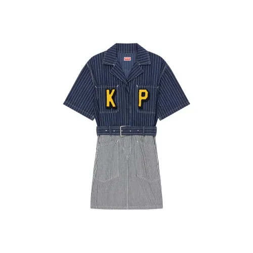 KENZO Blue Женские Короткие Платья с Рукавами