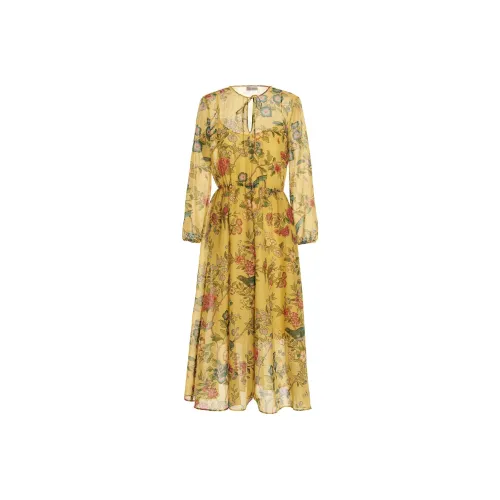 Valentino SS22 Длинное платье с длинными рукавами женское желтое