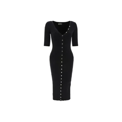 Elisabetta Franchi Черное Женское Короткое Платье с Рукавами