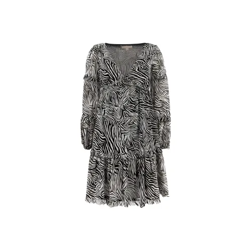 MICHAEL KORS Длинное платье с длинными рукавами женское черное серое