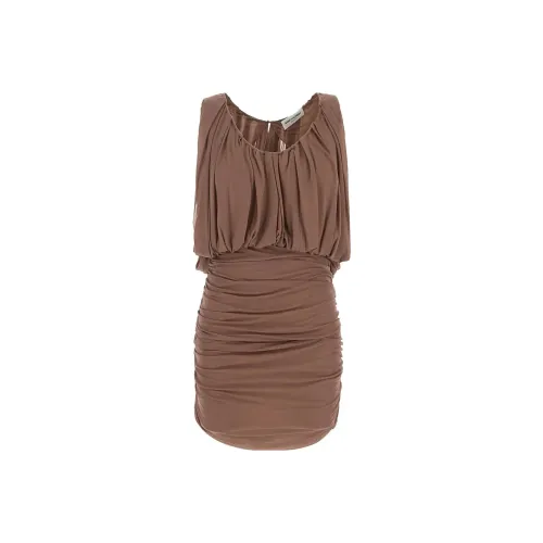 SAINT LAURENT Кирпично-красные Женские Платья без рукавов