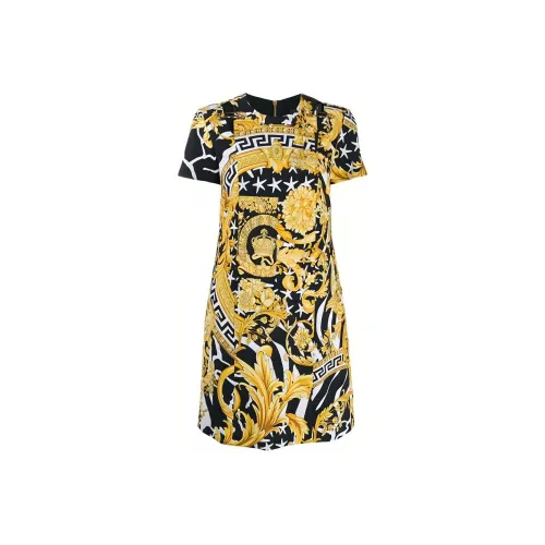 VERSACE Желтые Женские Платья с Коротким Рукавом