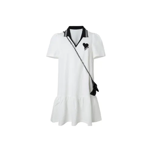 LOFT SHINE Белое Женское Короткое Платье с Рукавами
