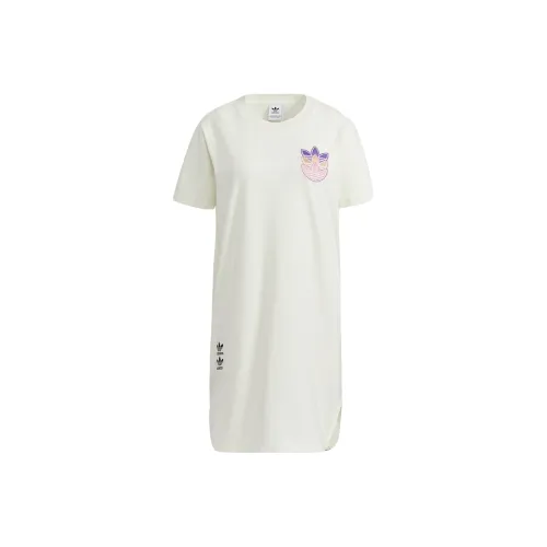 Adidas Originals Короткий рукав Платье Женское Белое