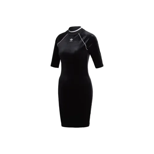 Adidas Originals Короткий рукав Платье Женское Черное