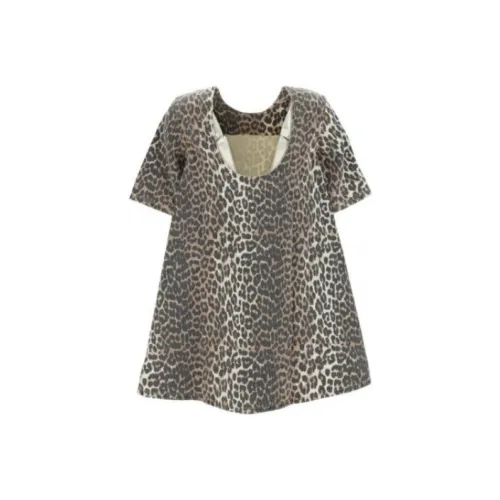 GANNI Коричневый Женские Короткие Платья с Рукавами