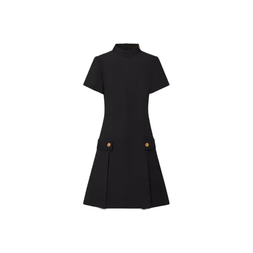 LOUIS VUITTON Короткое платье с короткими рукавами женское черное