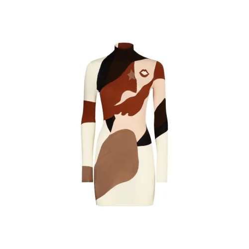 FENDI SS22 Длинное платье с длинными рукавами женское многоцветное