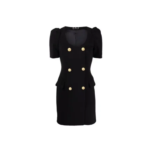 Elisabetta Franchi Черное Женское Короткое Платье с Рукавами