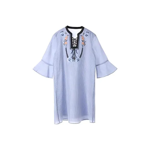 LIEBO Короткий рукав Платье Женское Uranus Синий